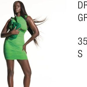 Zara green ruching mini dress